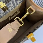 Fendi-Style Logo Tote Bag – Brown Leather with Bold "FENDI ROMA" Print, Tortoiseshell Handle & Detachable Shoulder Strap - 图片 2