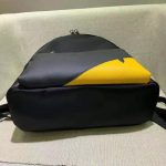 Fendi-Style Color-Block Backpack – Black & Yellow Leather, Minimalist Design, Dual Zip Compartments with Logo Detail - 图片 7